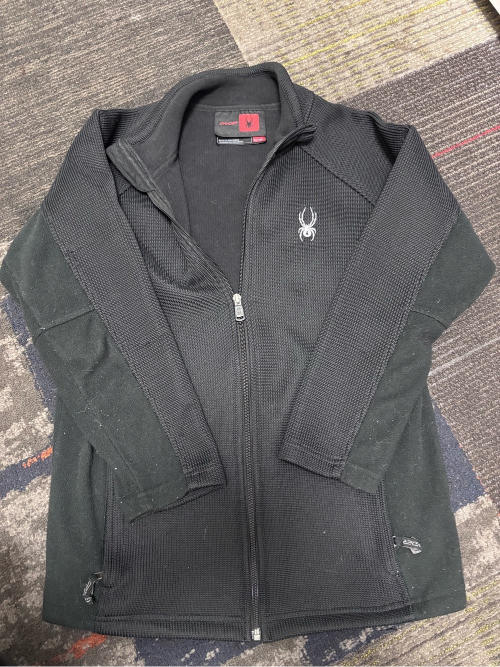 Spyder Men’s Black Full-Zip Performance Jacket with Embroidered Logo